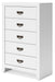 Binterglen - White - Five Drawer Chest - Tallahassee Discount Furniture (FL)