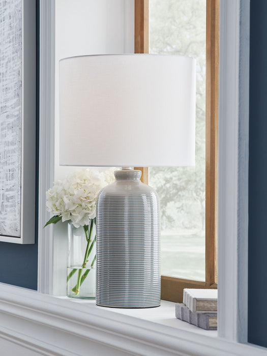 Wimlow - Ceramic Table Lamp - Gray Blue - Tallahassee Discount Furniture (FL)