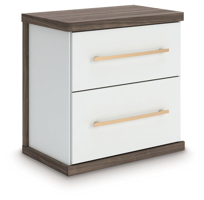 Kendanport - Brown / White - Two Drawer Night Stand - Tallahassee Discount Furniture (FL)