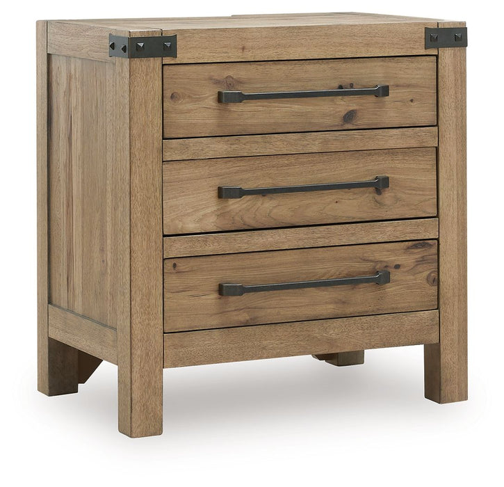 Ridgester - Three Drawer Night Stand - Light Brown - Tallahassee Discount Furniture (FL)