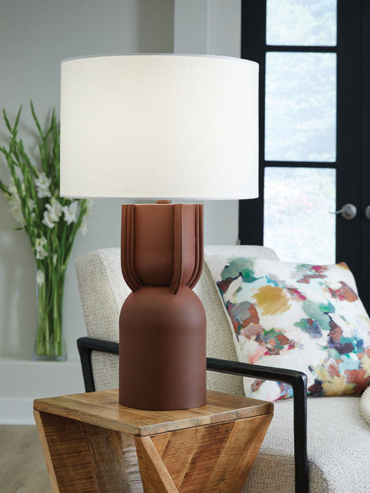 Rowandale - Brick Red - Metal Table Lamp - Tallahassee Discount Furniture (FL)