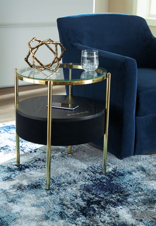 Nedman - Black / Gold Finish - Accent Table With Speaker - Tallahassee Discount Furniture (FL)