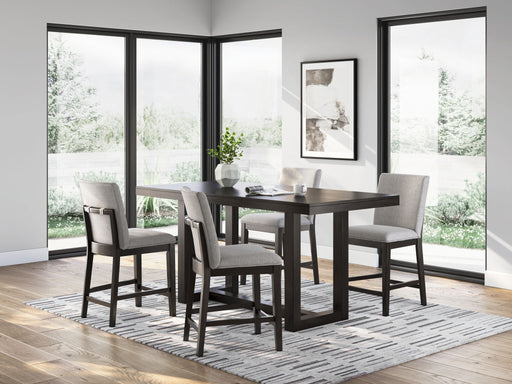 Neymorton - 5 Pc. - Rectangular Dining Room Counter Table, 4 Barstools - Dark Grayish Brown - Tallahassee Discount Furniture (FL)
