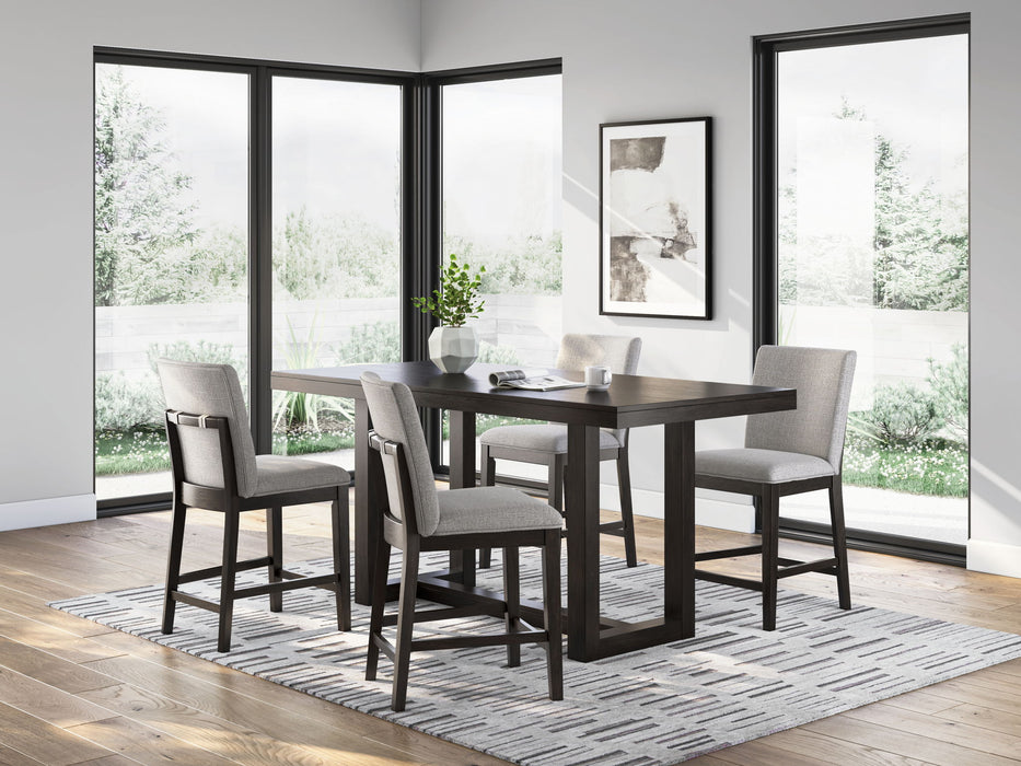 Neymorton - 5 Pc. - Rectangular Dining Room Counter Table, 4 Barstools - Dark Grayish Brown - Tallahassee Discount Furniture (FL)