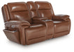 Healy Pier - Chocolate - Power Reclining Loveseat With Console / Adj Headrest - Tallahassee Discount Furniture (FL)