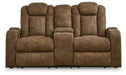 Wolfridge - Brindle - Power Reclining Loveseat With Console /Adj Hdrst - Tallahassee Discount Furniture (FL)