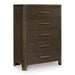 Radkin - Five Drawer Chest - Burnished Brown - Tallahassee Discount Furniture (FL)