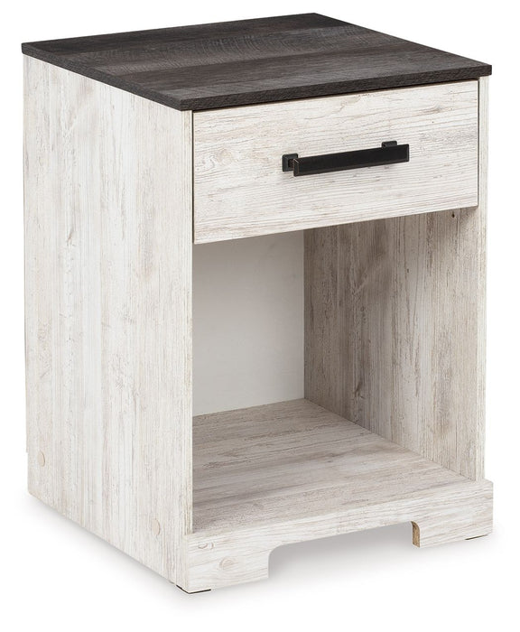 Shawburn - One Drawer Night Stand - Open Cubby - White / Black / Gray - Tallahassee Discount Furniture (FL)