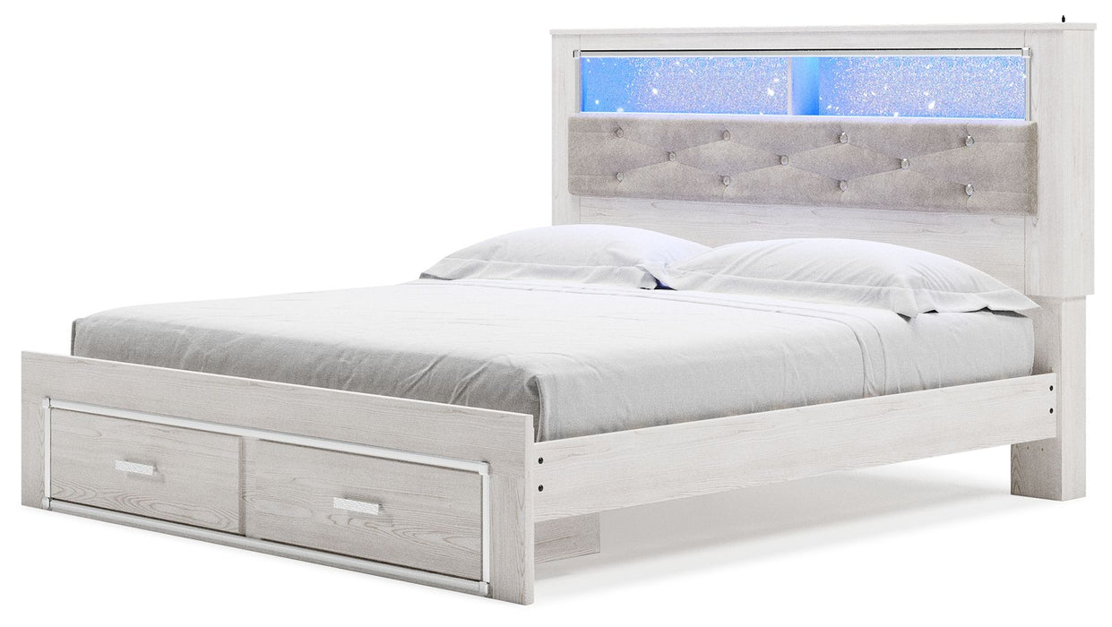 Altyra - White - King Upholstered Bookcase Bed With Storage - Tallahassee Discount Furniture (FL)