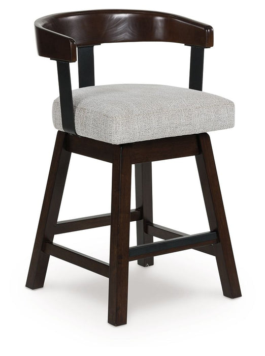 Haddigan - Dark Brown - Upholstered Swivel Barstool (Set of 2) - Tallahassee Discount Furniture (FL)
