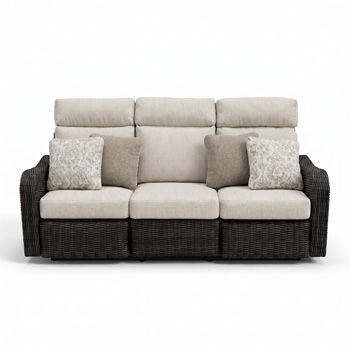 Mission Beach - Sofa Recliner With Cushion - Brown / Beige - Tallahassee Discount Furniture (FL)