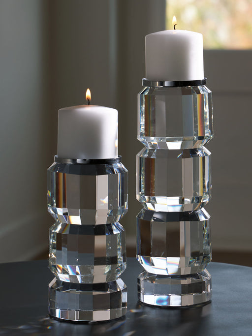 Brentley - Clear / Silver Finish - Candle Holder Set (Set of 2) - Tallahassee Discount Furniture (FL)