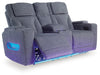 Studio Cave - Steel - Power Reclining Loveseat with Console - Tallahassee Discount Furniture (FL)