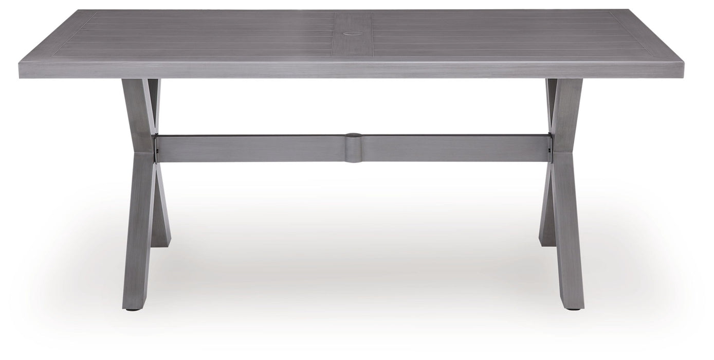 Half Moon Beach - Rectangular Dining Table With Umbrella Option - Gray - Tallahassee Discount Furniture (FL)