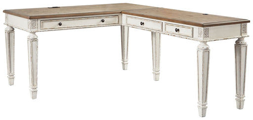 Realyn - Home Office L Shaped Desk - White / Brown - Tallahassee Discount Furniture (FL)