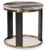 Jazmore - Brown / Brass Finish - Round End Table - Tallahassee Discount Furniture (FL)
