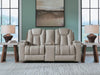 Elevate Edges - Glide Reclining Loveseat With Console - Coin - Tallahassee Discount Furniture (FL)
