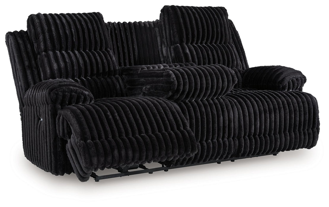 Rhine Falls - Reclining Power Sofa With Drop Down Table - Onyx - Tallahassee Discount Furniture (FL)