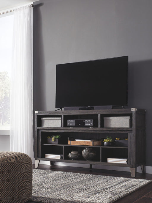 Todoe - Gray - 2 Pc. - 65" TV Stand with Wide Fireplace Insert - Tallahassee Discount Furniture (FL)