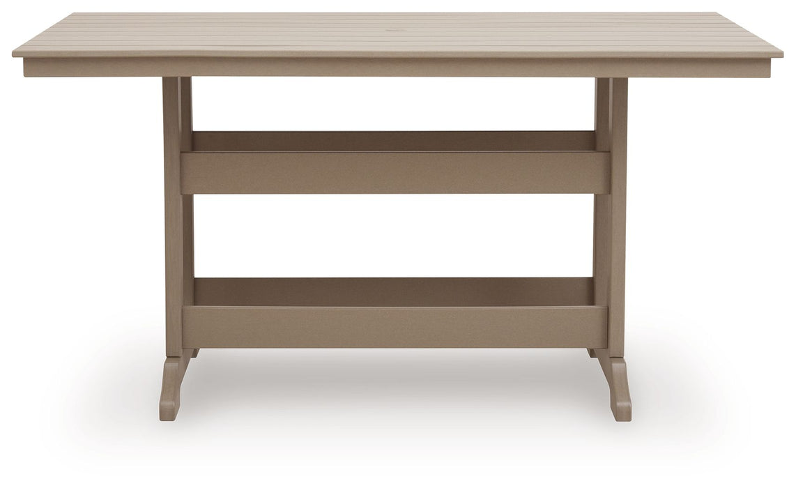 Seacliff Beach - Rectangular Counter Height Dining Table With Umbrella Option - Medium Brown - Tallahassee Discount Furniture (FL)
