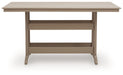 Seacliff Beach - Rectangular Counter Height Dining Table With Umbrella Option - Medium Brown - Tallahassee Discount Furniture (FL)