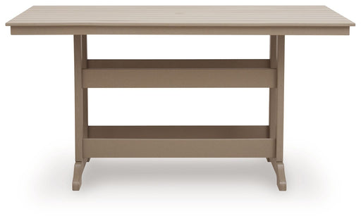 Seacliff Beach - Rectangular Counter Height Dining Table With Umbrella Option - Medium Brown - Tallahassee Discount Furniture (FL)
