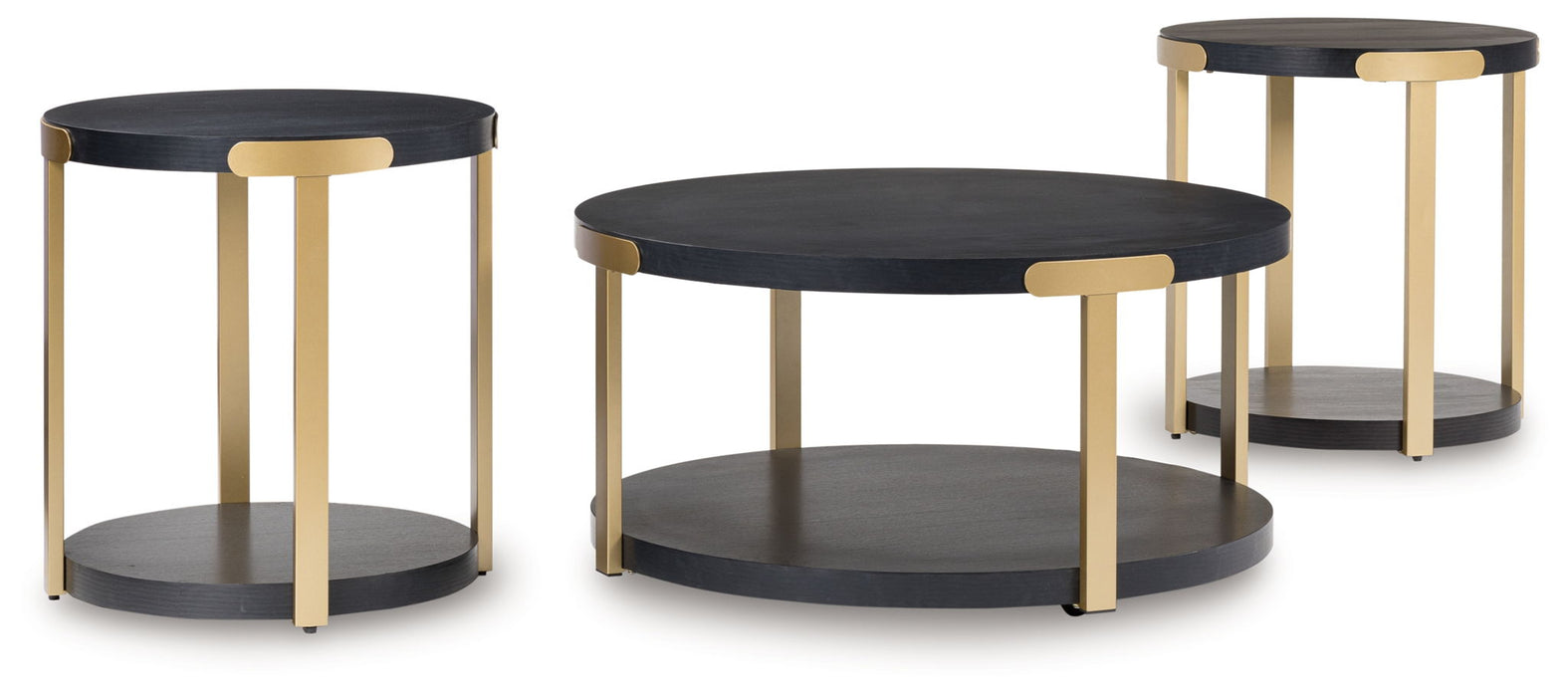 Shylore - Black / Brass Finish - Occasional Table Set (Set of 3) - Tallahassee Discount Furniture (FL)