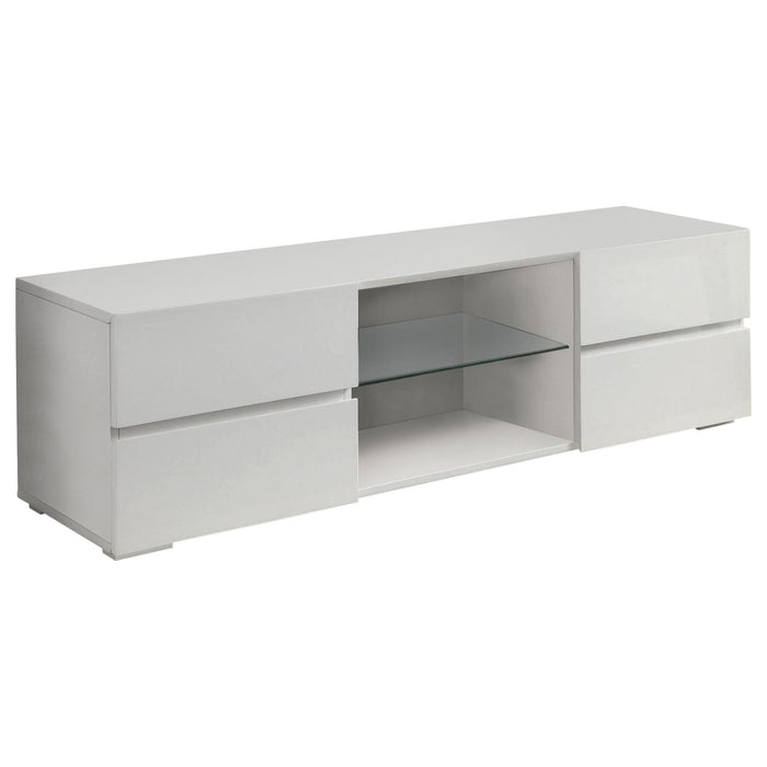 Galvin 4-drawer TV Console Glossy White image