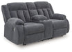 Observation - Steel - Double Reclining Power Loveseat With Console - Tallahassee Discount Furniture (FL)