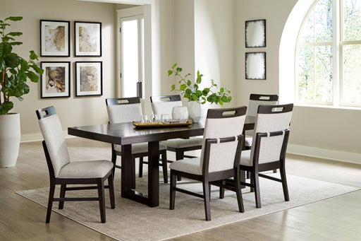 Neymorton - 7 Pc. - Rectangular Extension Table, 6 Side Chairs - Dark Grayish Brown - Tallahassee Discount Furniture (FL)