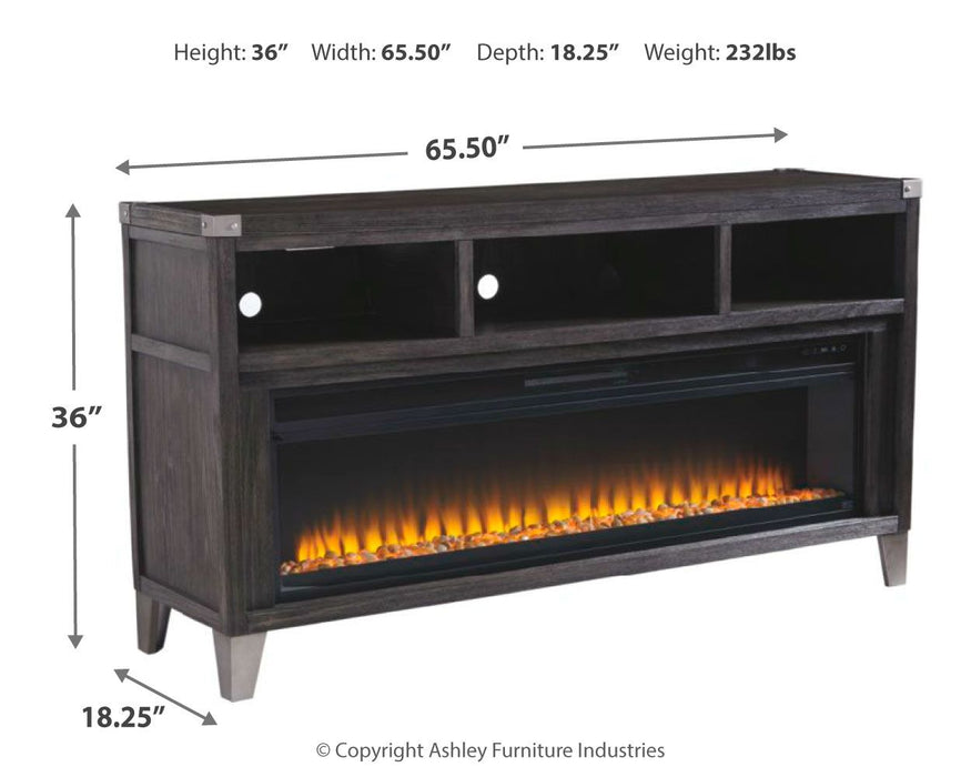 Todoe - 2 Pc. - 65" TV Stand With Wide Fireplace Insert - Gray - Tallahassee Discount Furniture (FL)