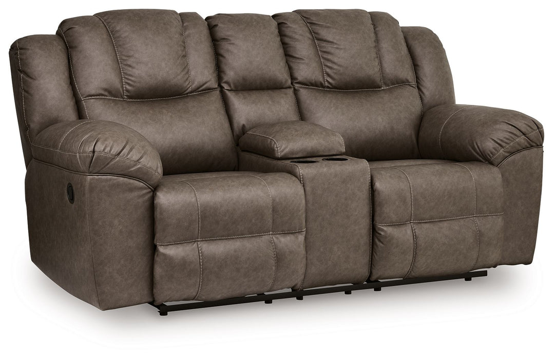 Lowilla - Double Reclining Loveseat With Console - Driftwood - Tallahassee Discount Furniture (FL)