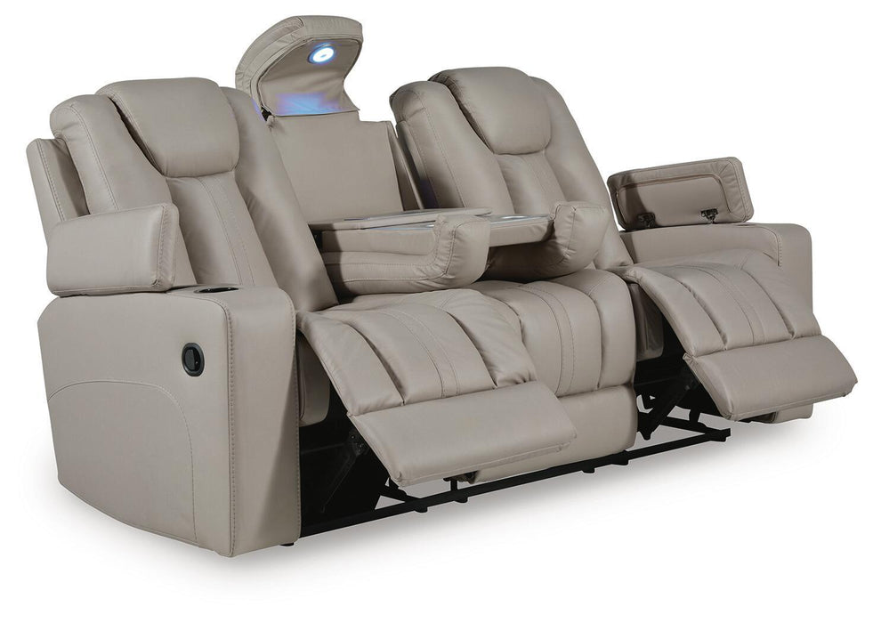 Elevate Edges - Reclining Sofa With Drop Down Table - Coin - Tallahassee Discount Furniture (FL)