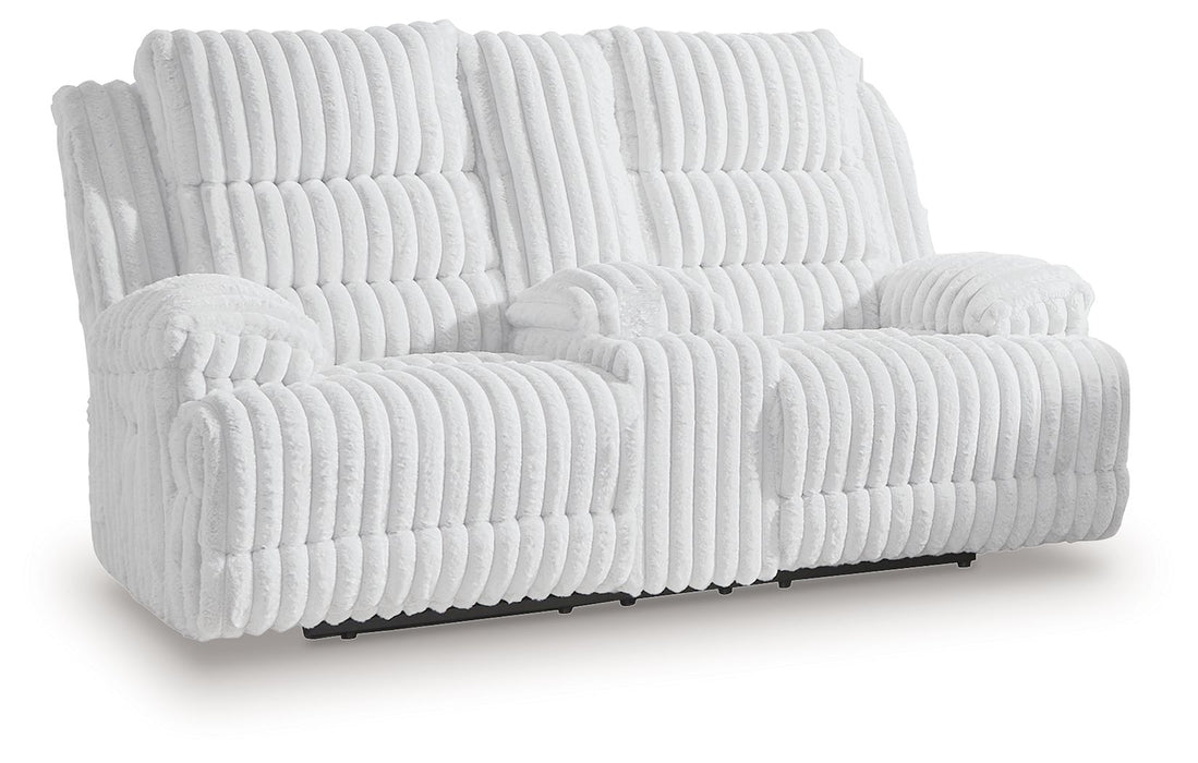 Rhines Falls - Alloy - Double Reclining Power Loveseat With Console - Tallahassee Discount Furniture (FL)