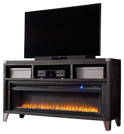 Todoe - 2 Pc. - 65" TV Stand With Wide Fireplace Insert - Gray - Tallahassee Discount Furniture (FL)