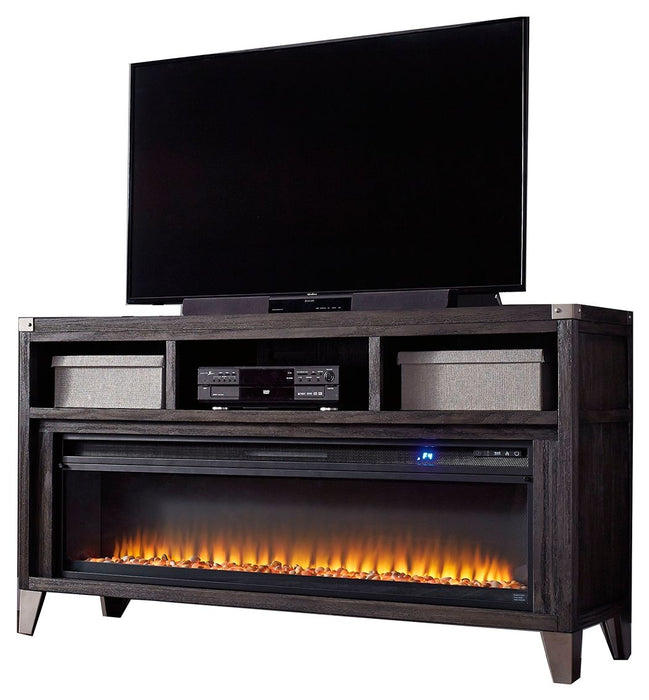 Todoe - 2 Pc. - 65" TV Stand With Wide Fireplace Insert - Gray - Tallahassee Discount Furniture (FL)