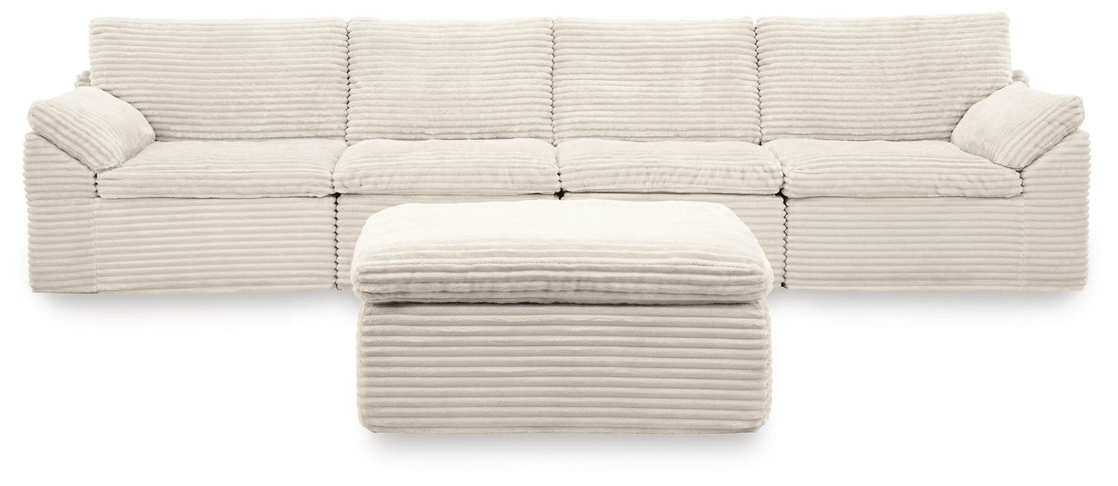 Fannin - 4-Piece Sectional With Ottoman - Ivory - Tallahassee Discount Furniture (FL)