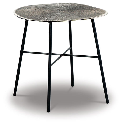 Laverford - Round End Table - Chrome / Black - Tallahassee Discount Furniture (FL)