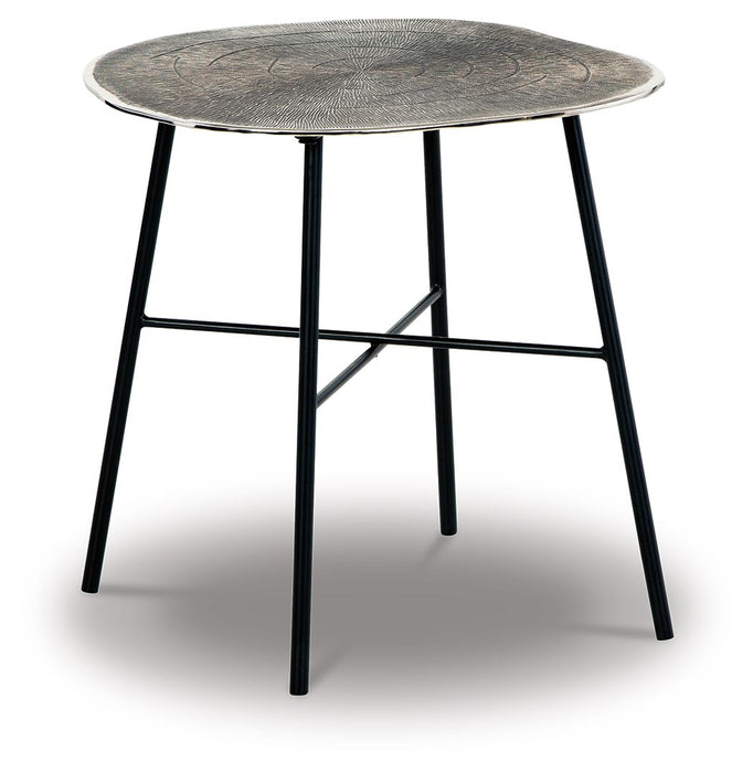 Laverford - Round End Table - Chrome / Black - Tallahassee Discount Furniture (FL)