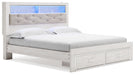 Altyra - White - King Upholstered Bookcase Bed With Storage - Tallahassee Discount Furniture (FL)
