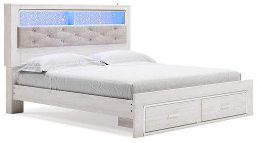 Altyra - White - King Upholstered Bookcase Bed With Storage - Tallahassee Discount Furniture (FL)