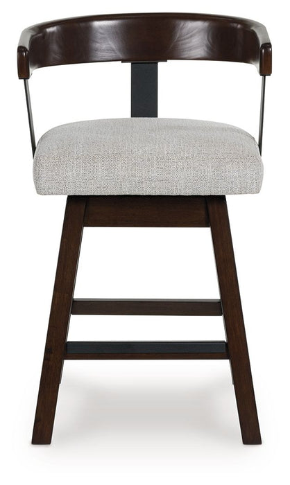 Haddigan - Dark Brown - Upholstered Swivel Barstool (Set of 2) - Tallahassee Discount Furniture (FL)