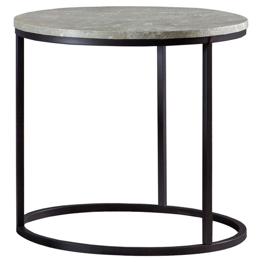 Lainey Faux Marble Round Top End Table Grey and Gunmetal image