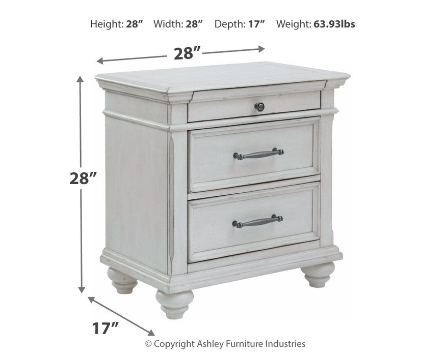 Kanwyn - Whitewash - Three Drawer Night Stand - Tallahassee Discount Furniture (FL)