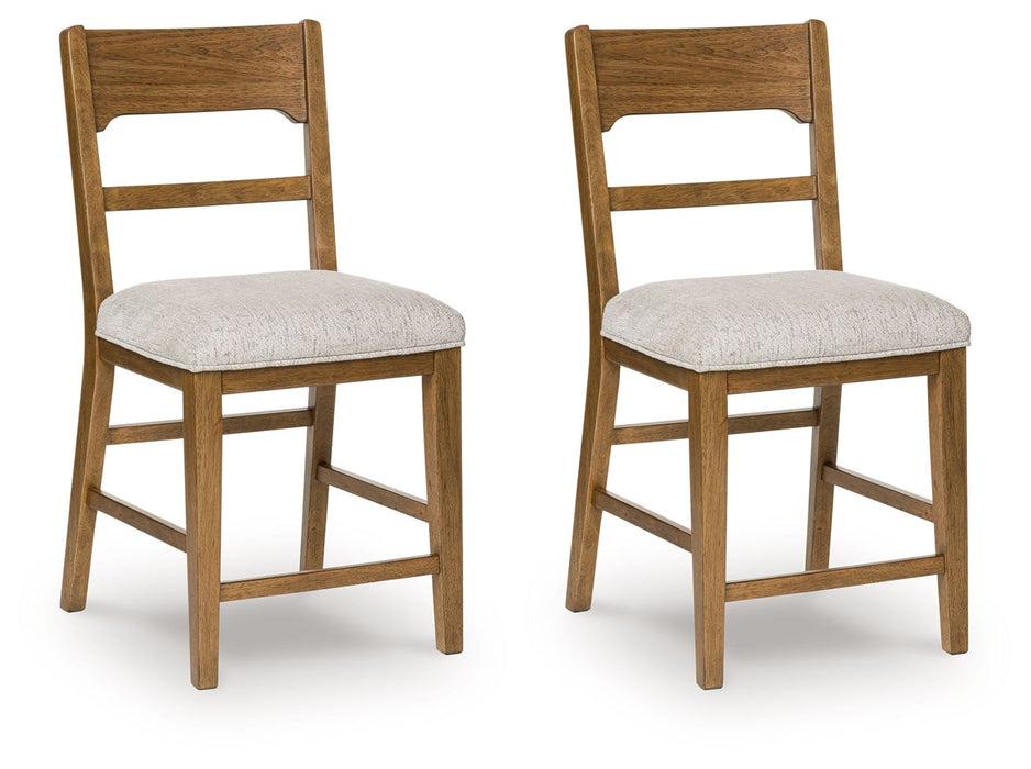Cabalynn - Oatmeal / Light Brown - Upholstered Barstool (Set of 2) - Tallahassee Discount Furniture (FL)