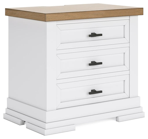 Ashbryn - White / Natural - Three Drawer Night Stand - Tallahassee Discount Furniture (FL)