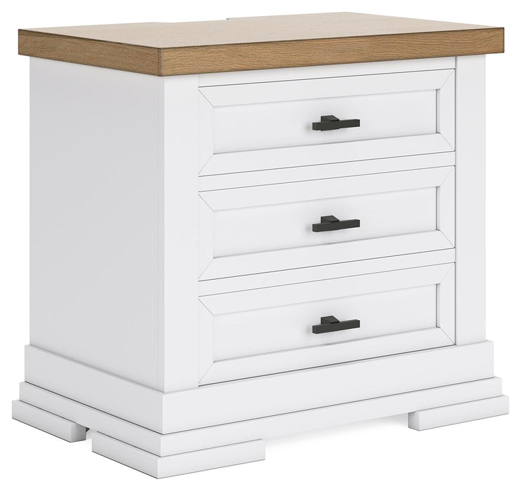 Ashbryn - White / Natural - Three Drawer Night Stand - Tallahassee Discount Furniture (FL)