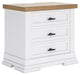Ashbryn - White / Natural - Three Drawer Night Stand - Tallahassee Discount Furniture (FL)