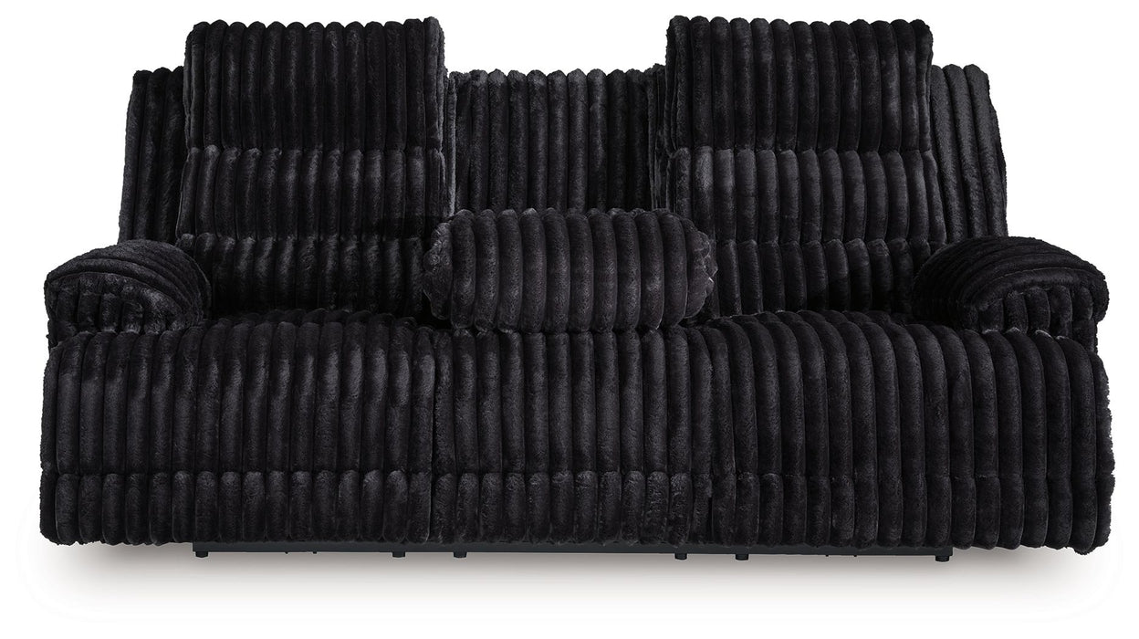 Rhine Falls - Reclining Power Sofa With Drop Down Table - Onyx - Tallahassee Discount Furniture (FL)