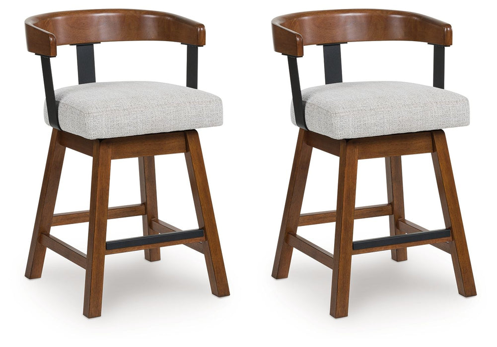 Ralene - Medium Brown - Upholstered Swivel Barstool (Set of 2) - Tallahassee Discount Furniture (FL)
